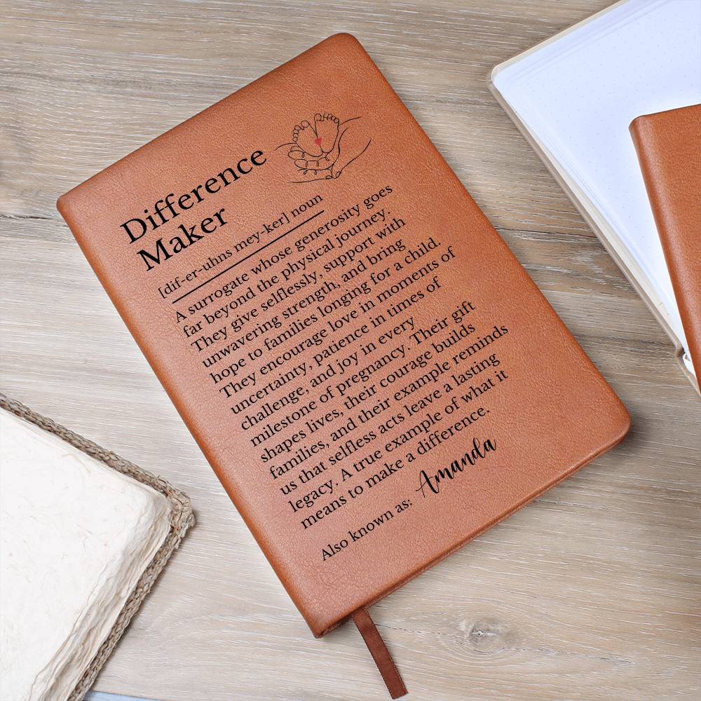 Surrogate Thank You Gift, Vegan Leather Journal, Personalized Gift for Surrogates