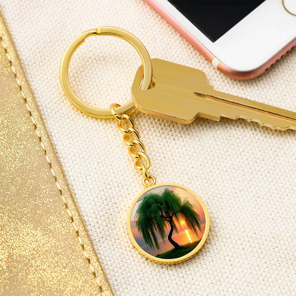 Weeping Willow Engraved Keychain-[Heartfelt Family Gift]