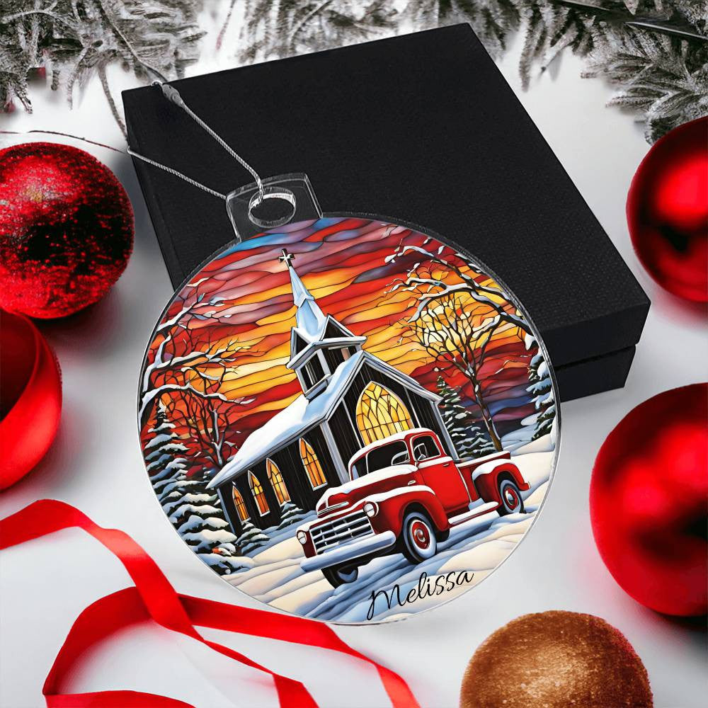 Country Christmas Red PIckup Truck Ornament-[Heartfelt Family Gift]