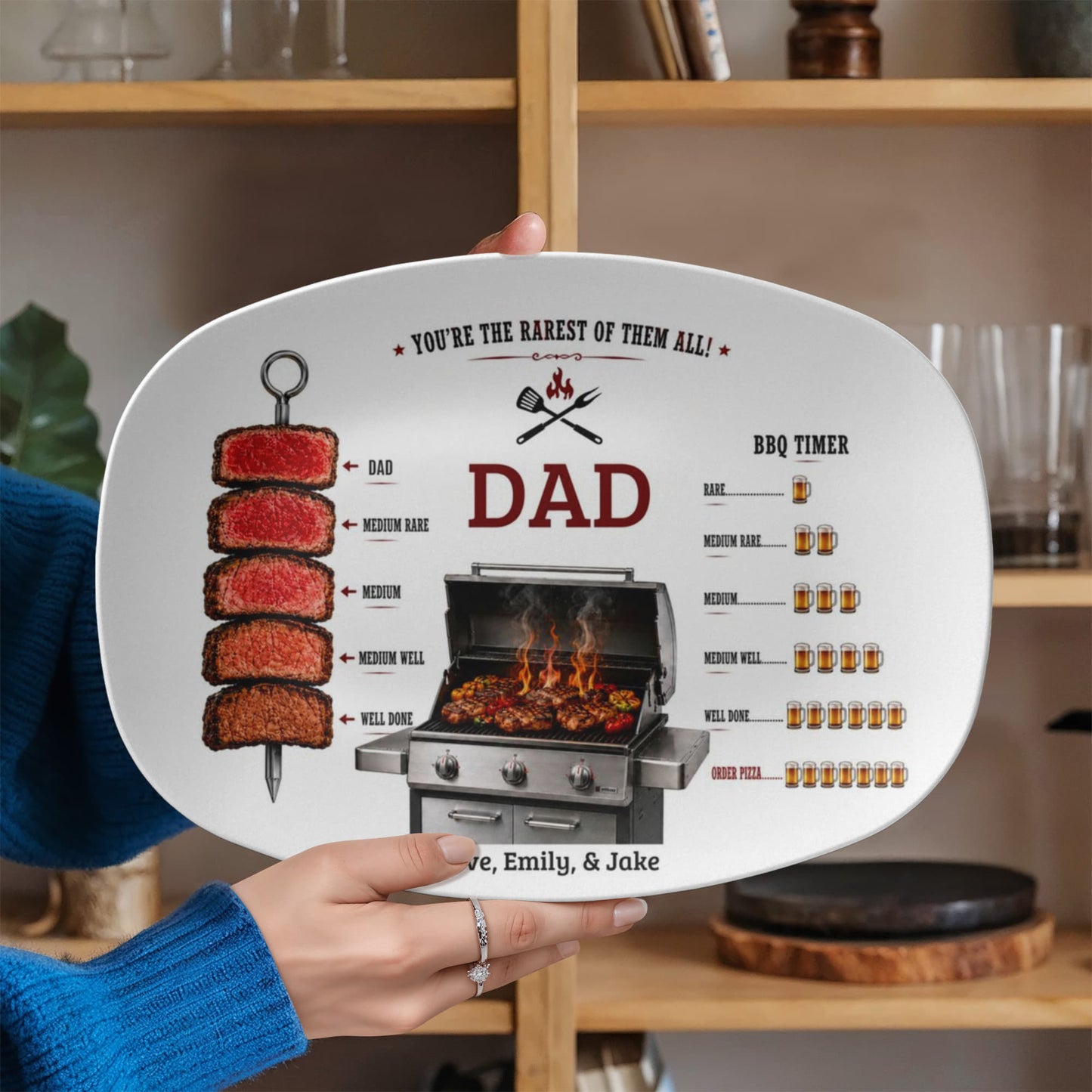 Rarest Dad Ever BBQ Plate, Funny Beer Loving Dad Platter, Personalized BBQ Gift, Grill Master Present, , Father’s Day Gift, BBQ Lover Plate