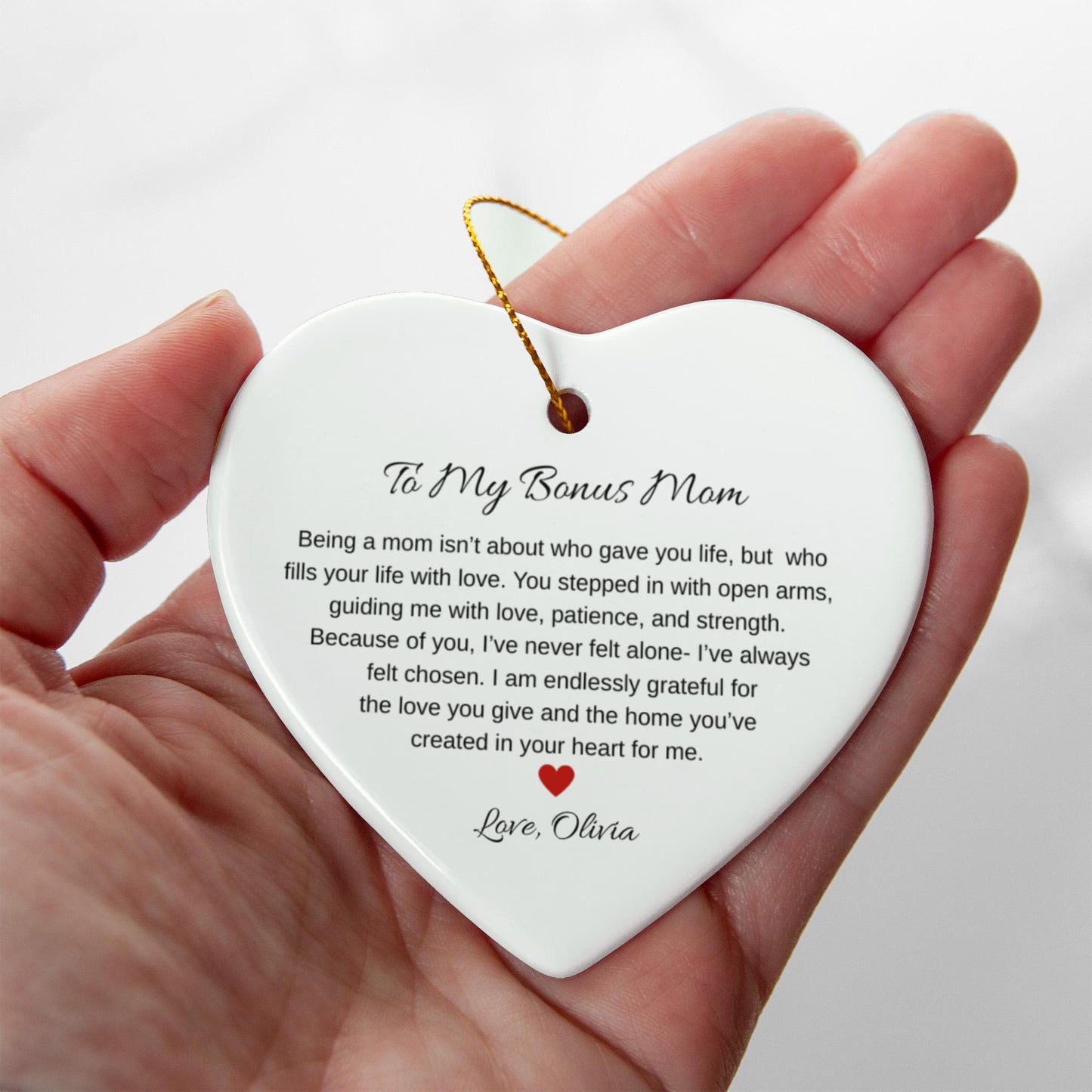 To My Second Mom Ceramic Heart Ornament