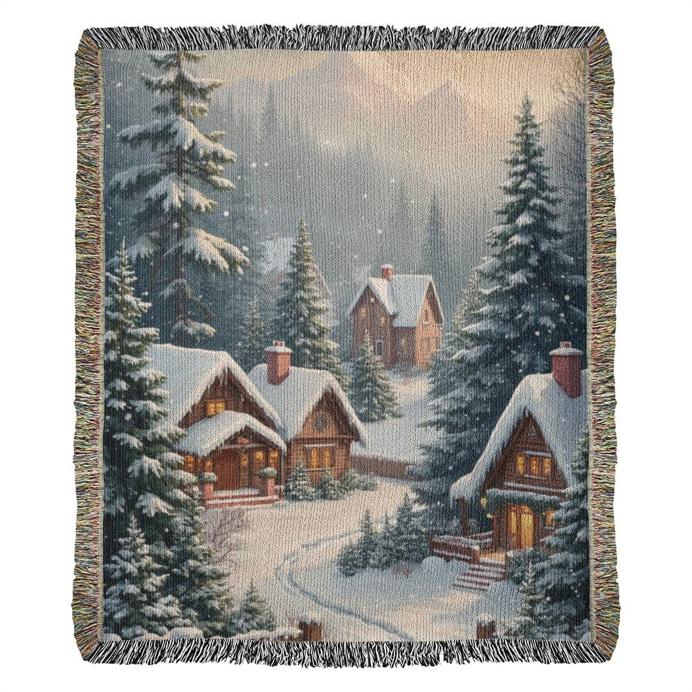 Snowy Village Christmas Woven Blanket-[Heartfelt Family Gift]