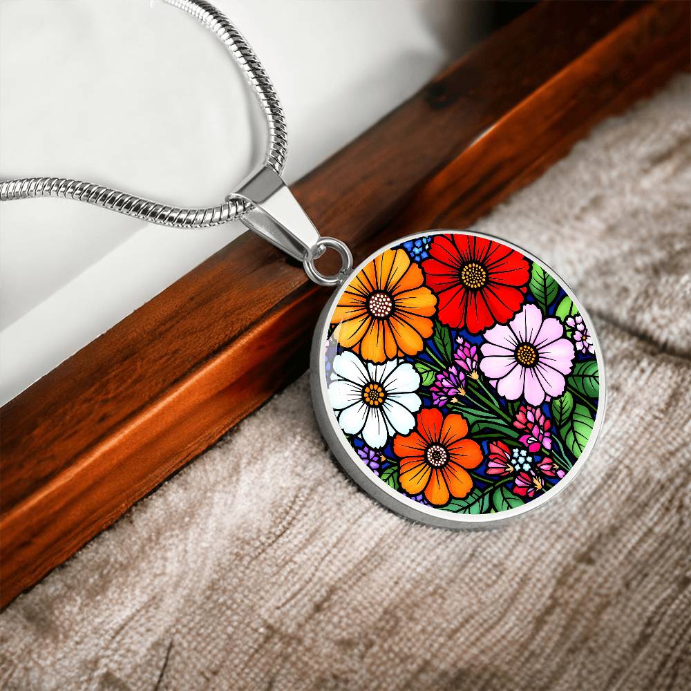 Floral Necklace with Engraving