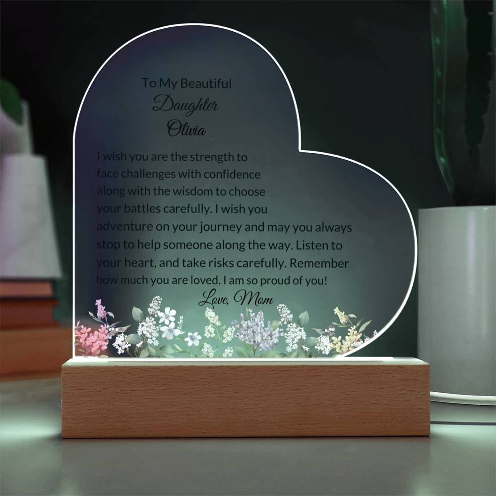 Daughter Personalized LED  Heart Plaque