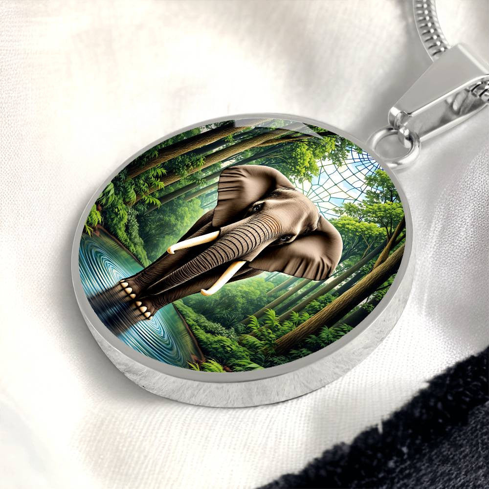 Elephant Circle Necklace with Engraving-[Heartfelt Family Gift]