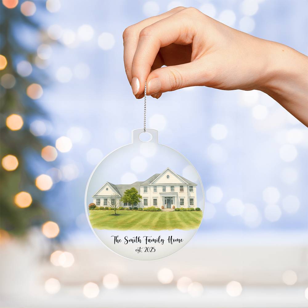 First Christmas In Our New Home Watercolor Portrait Ornament