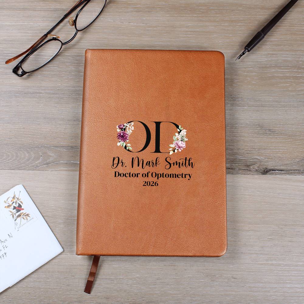 Personalized OD Journal, Optometry Gift, Custom Doctor of Optometry 2026 Notebook, Vegan Leather Cover, Graduation Gift