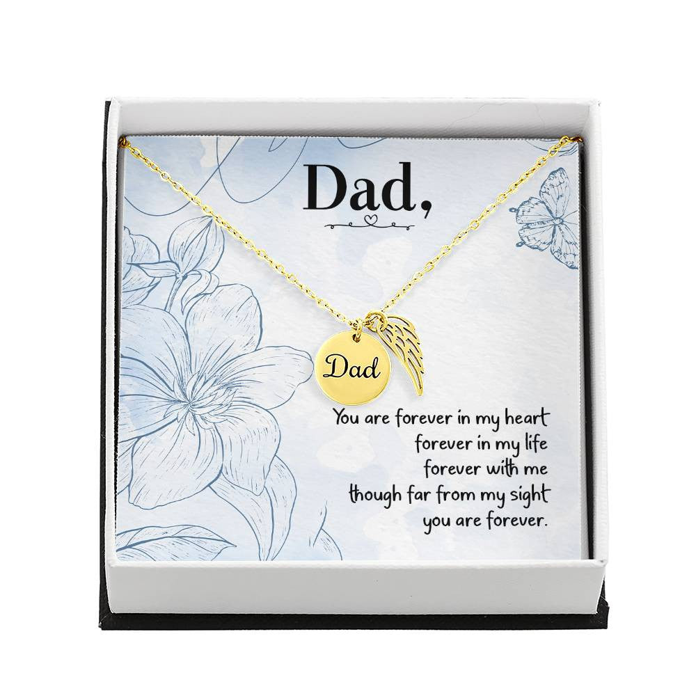Dad Memorial Necklace Angel Wing Charm-[Heartfelt Family Gift]