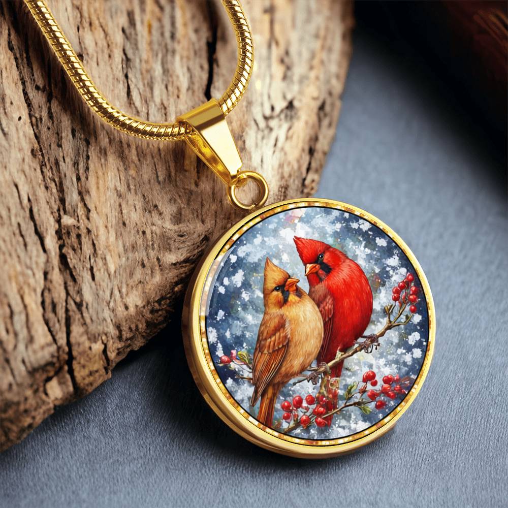 Floral Cardinals Personalized Engraved Necklace Bracelet or Keychain