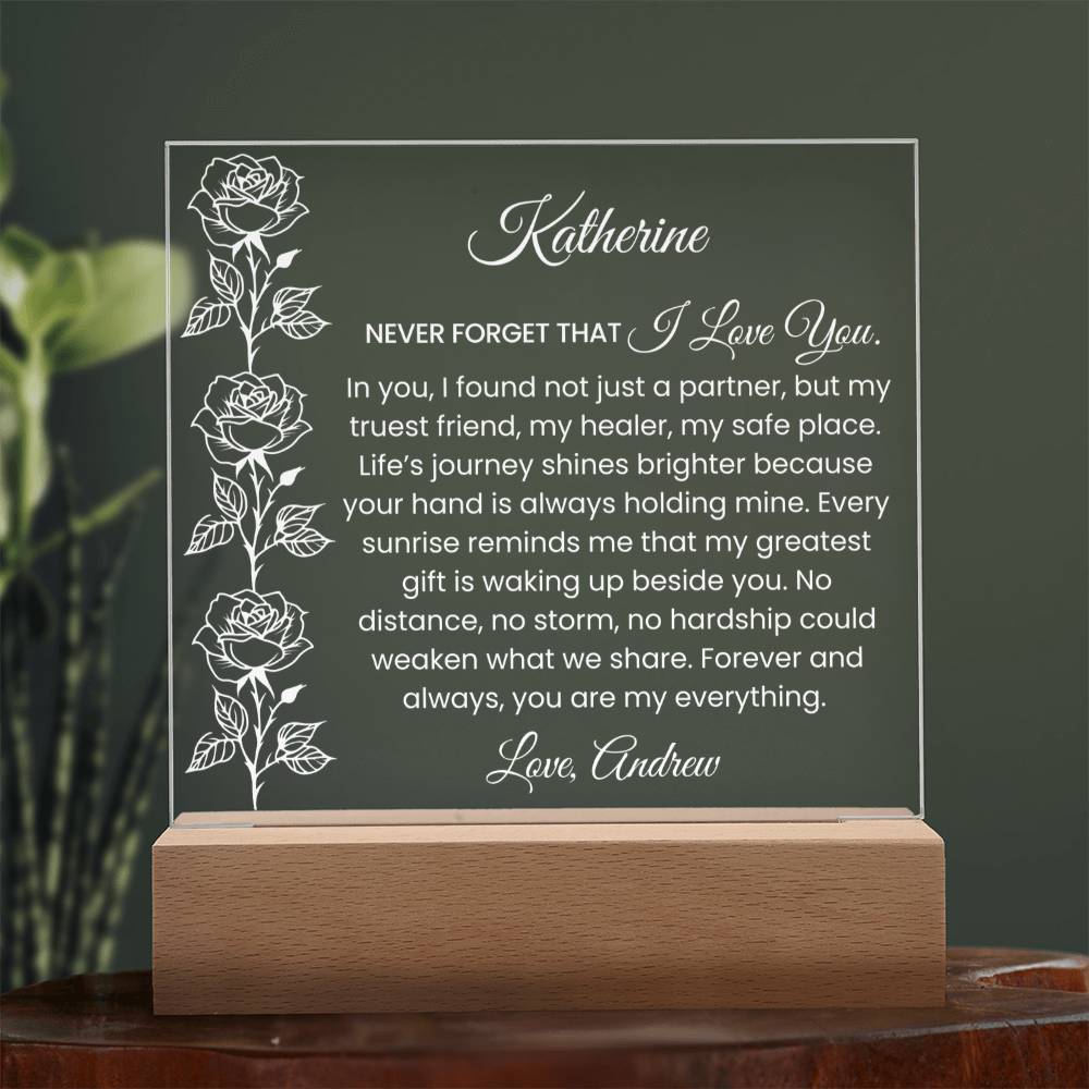 Personalized Wife Rose Plaque Gift