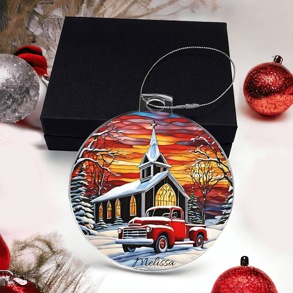 Country Christmas Red PIckup Truck Ornament-[Heartfelt Family Gift]