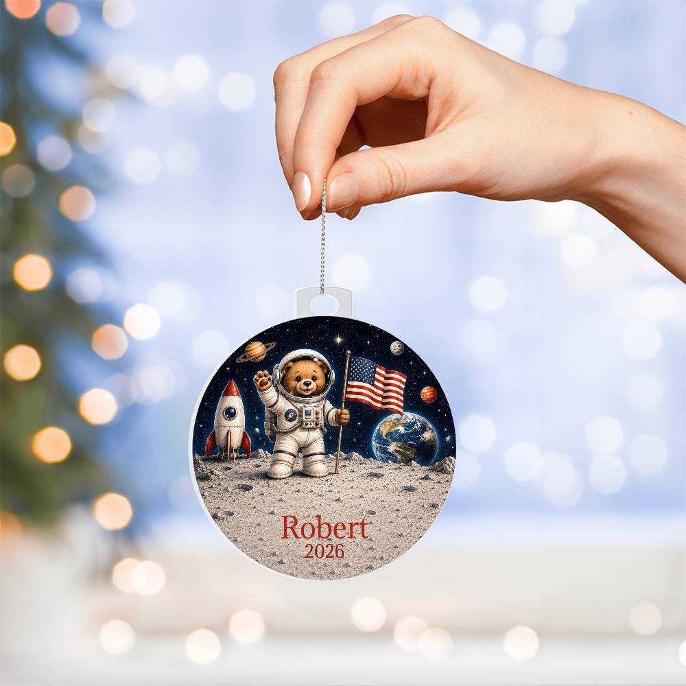 Kids Bear Astronaut Christmas Ornament