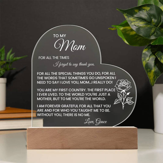 Mom Acrylic Heart Plaque Gift