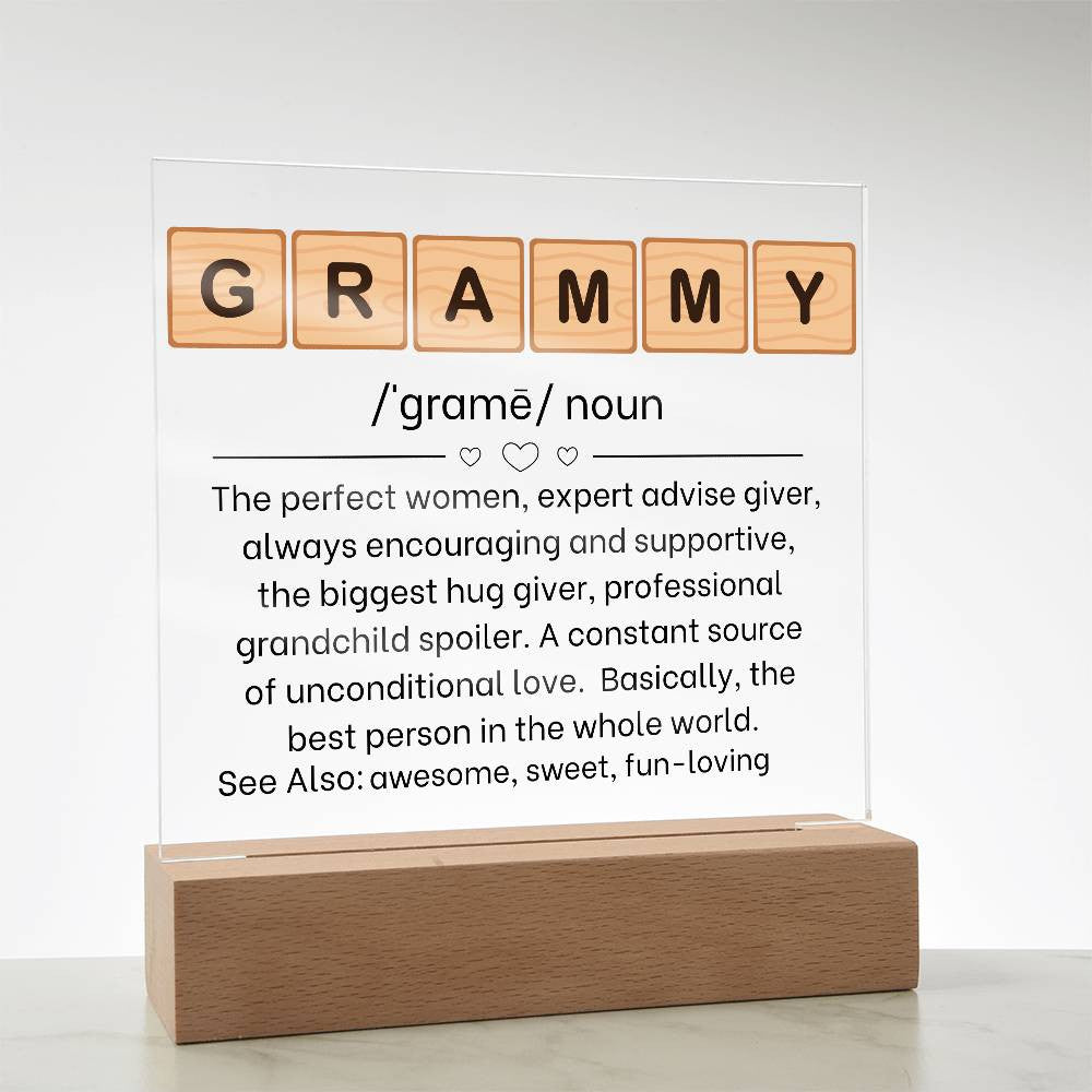 Personalized Grammy Definition Acrylic Sign with Grandkids Names