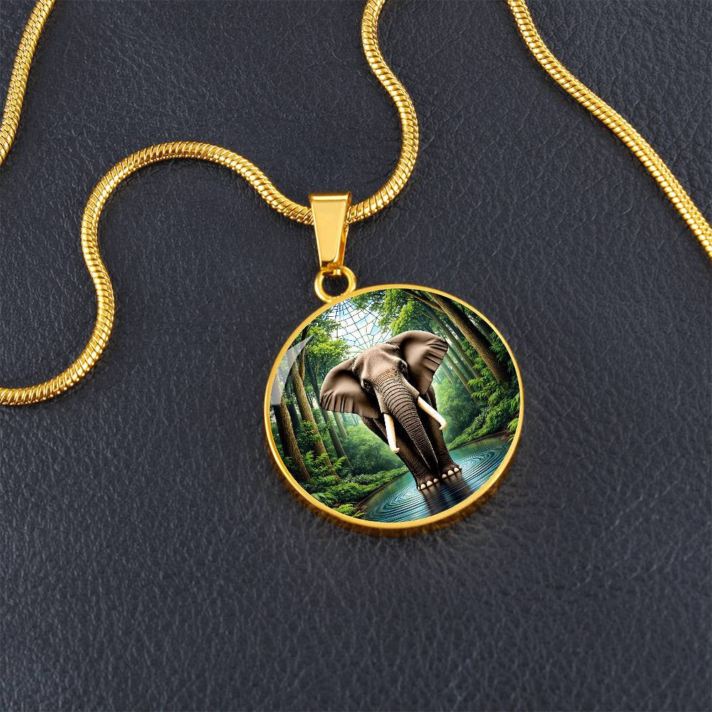 Elephant Circle Necklace with Engraving-[Heartfelt Family Gift]