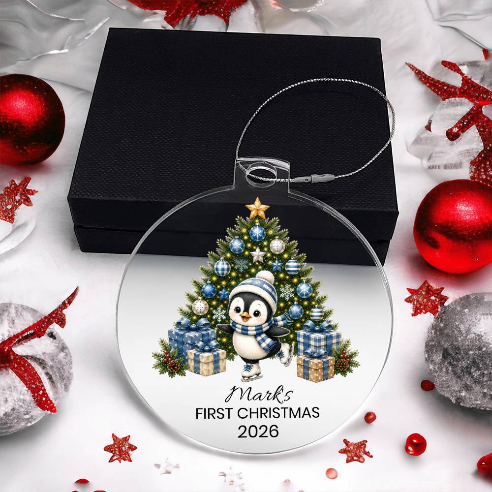 Personalized Penguin Christmas Ornament for Kids