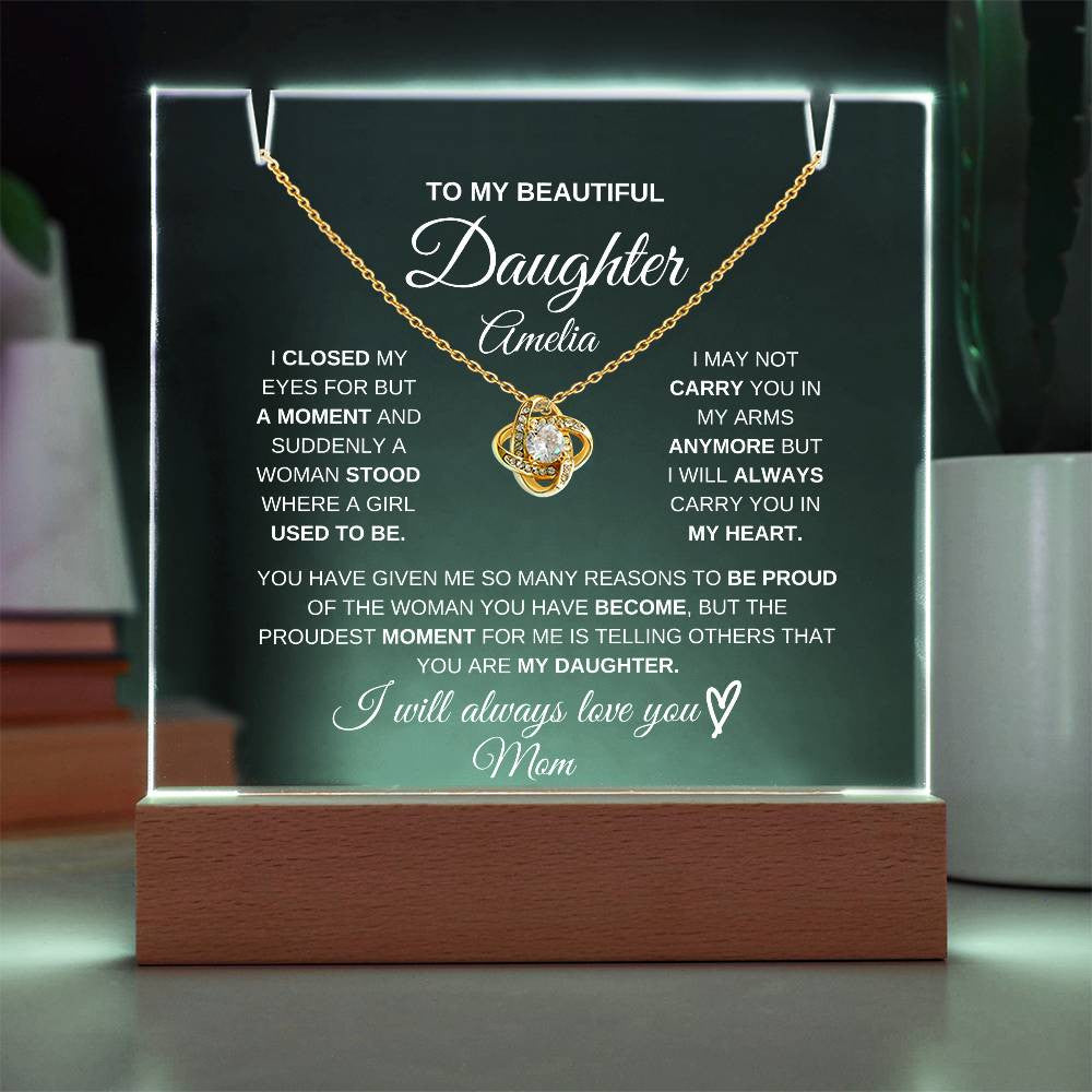 To My Daughter Acrylic Jewelry Holder and Necklace Gift Set-[Heartfelt Family Gift]