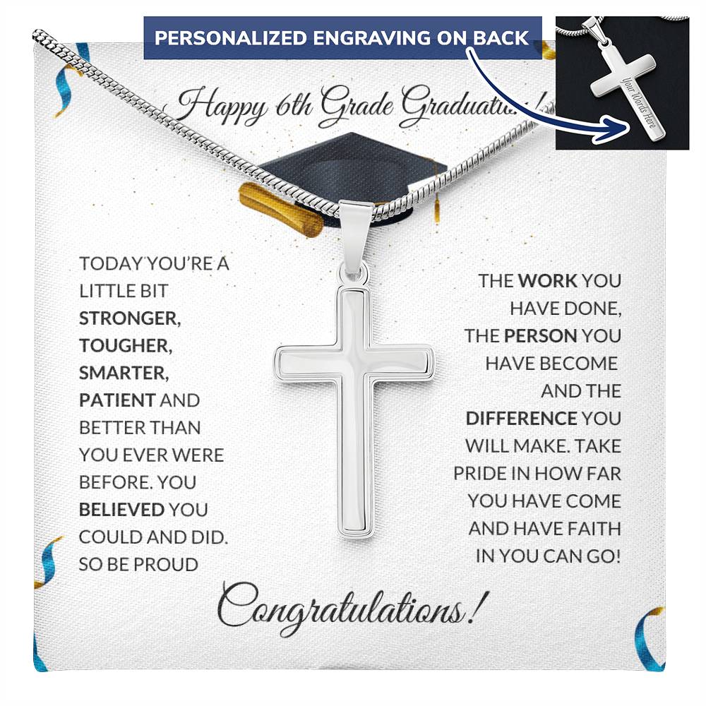 6th Grade Graduation Personalized Cross Necklace