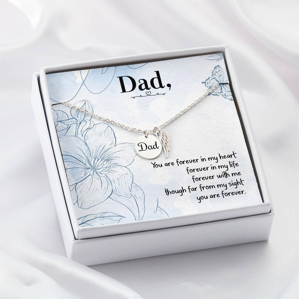 Dad Memorial Necklace Angel Wing Charm-[Heartfelt Family Gift]