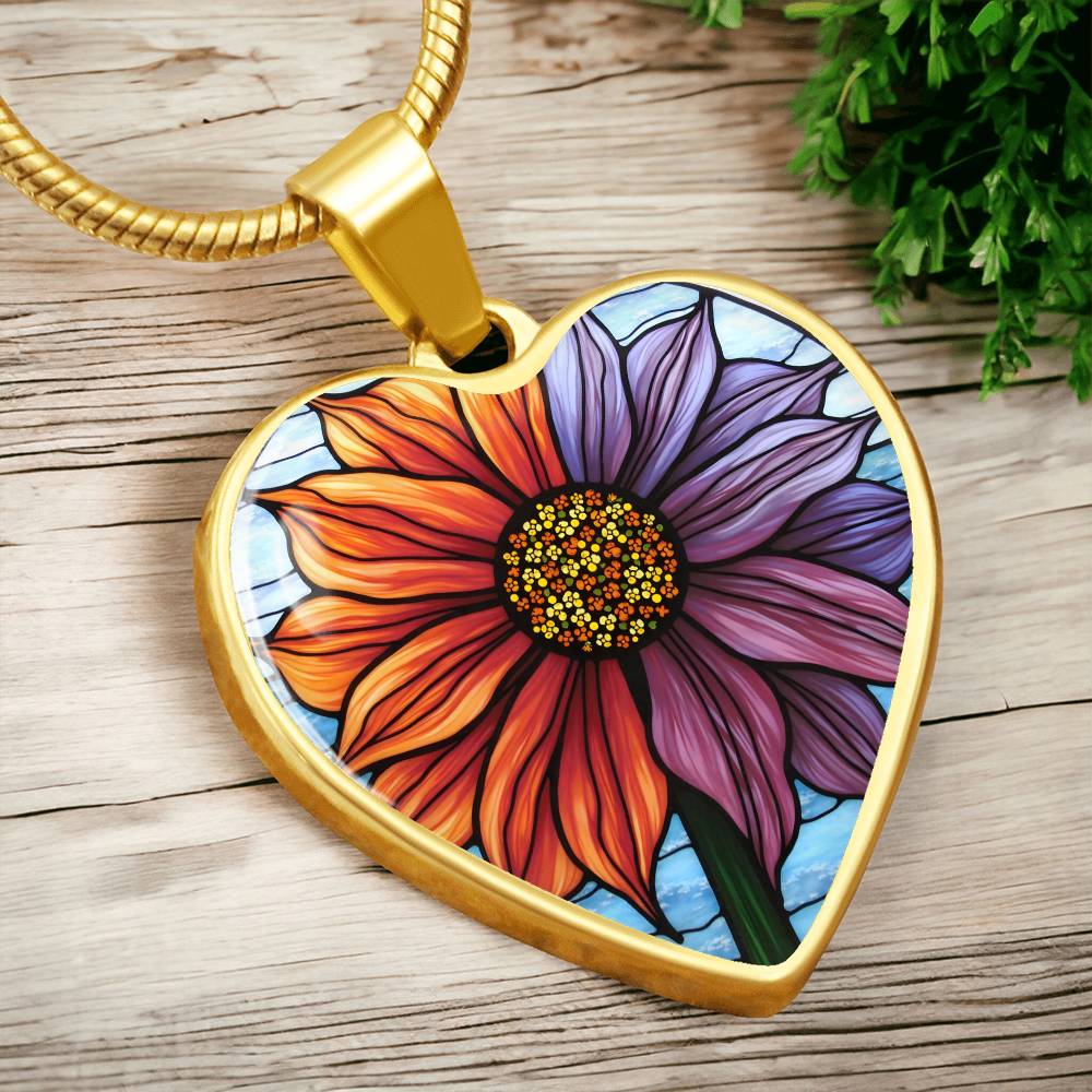 Sunflower Floral Necklace with Engraving