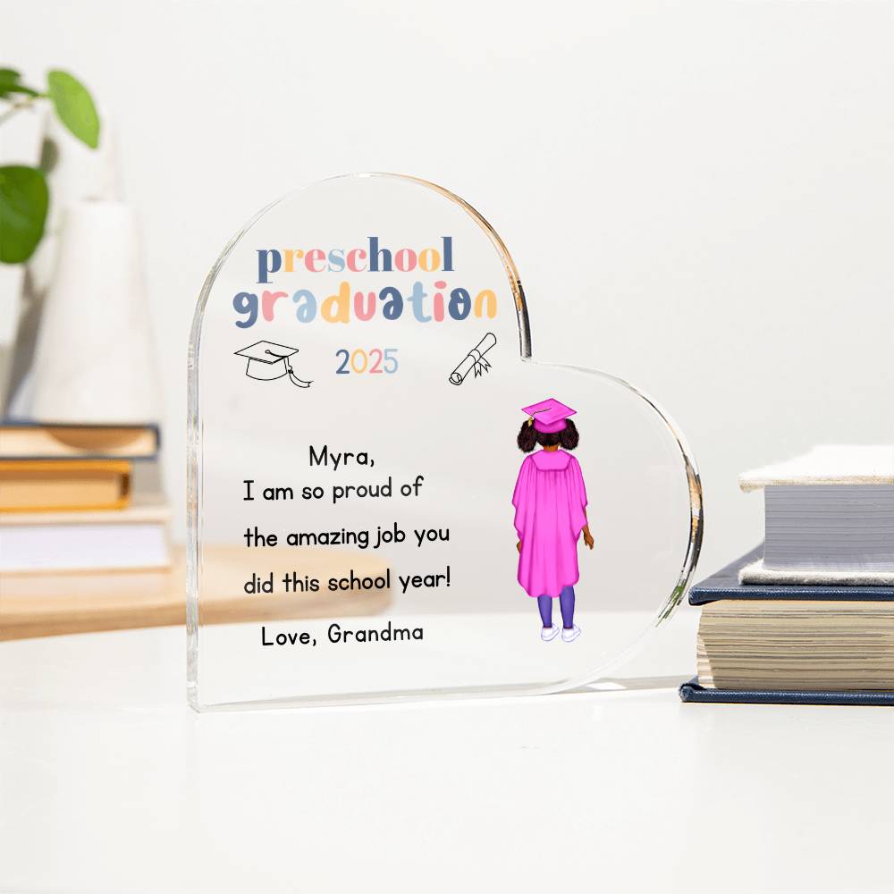 Personalized Preschool Graduation Heart Plaque Gift