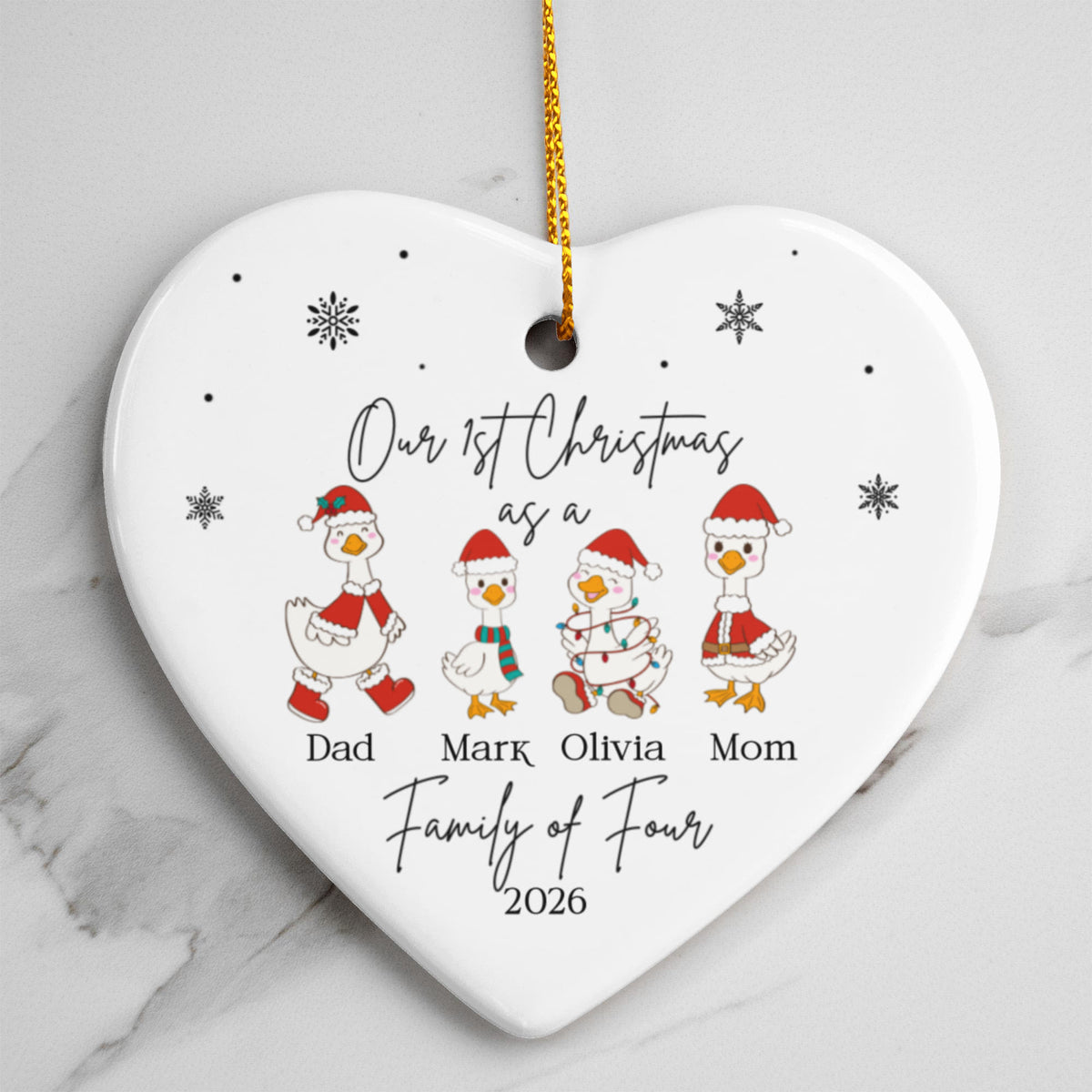 Family of Four Goose Christmas Ornament