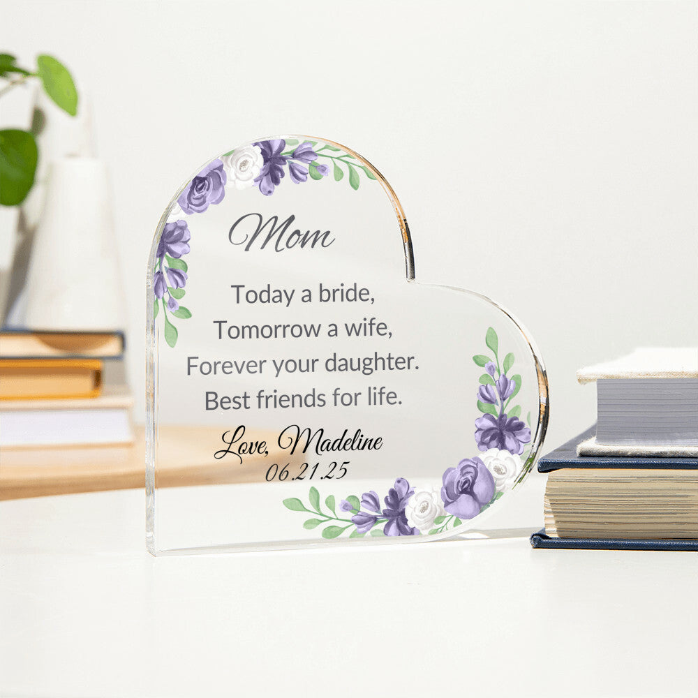 Mother of The Bride Acrylic Heart Plaque-[Heartfelt Family Gift]