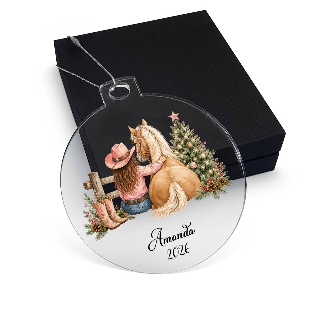 Personalized Cowgirl Horse Ornament