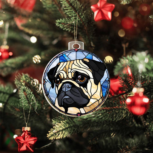Pug Dog Acrylic Christmas Ornament-[Heartfelt Family Gift]