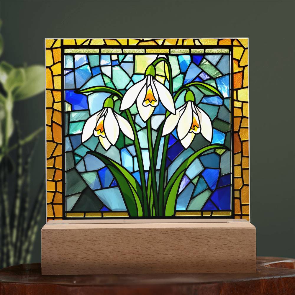 Snowdrop Acrylic Plaque Table Light