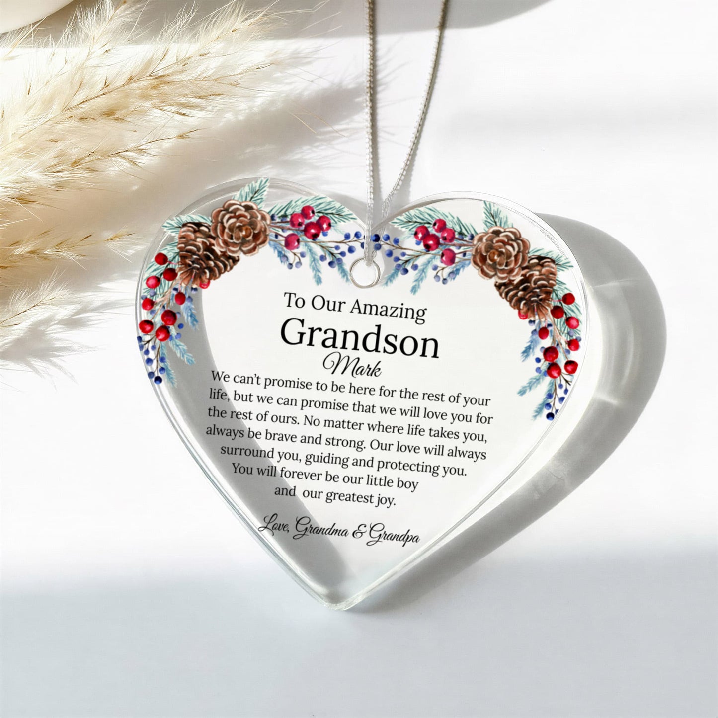 Grandson Acrylic Heart Ornament
