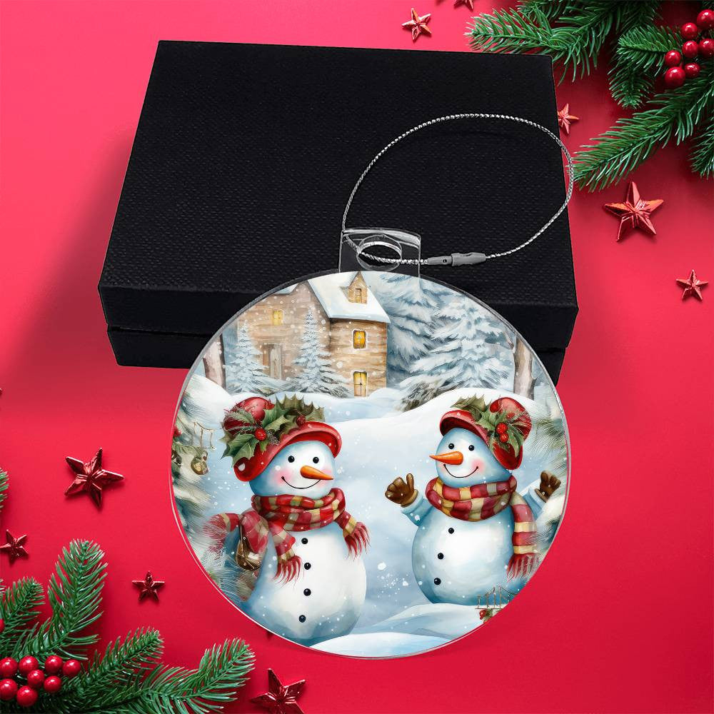 Snowmen Acrylic Christmas Ornament-[Heartfelt Family Gift]