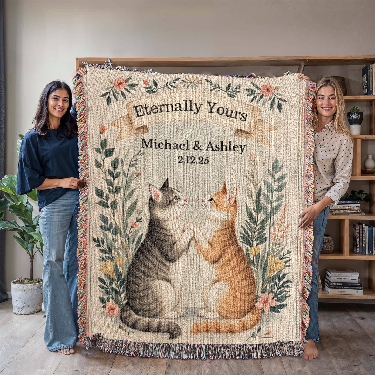 Heirloom Artwork Woven Blanket (Portrait)-[Heartfelt Family Gift]