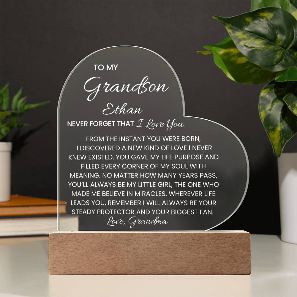 Personalized Lighted Heart Plaque Gift from Grandma Grandpa
