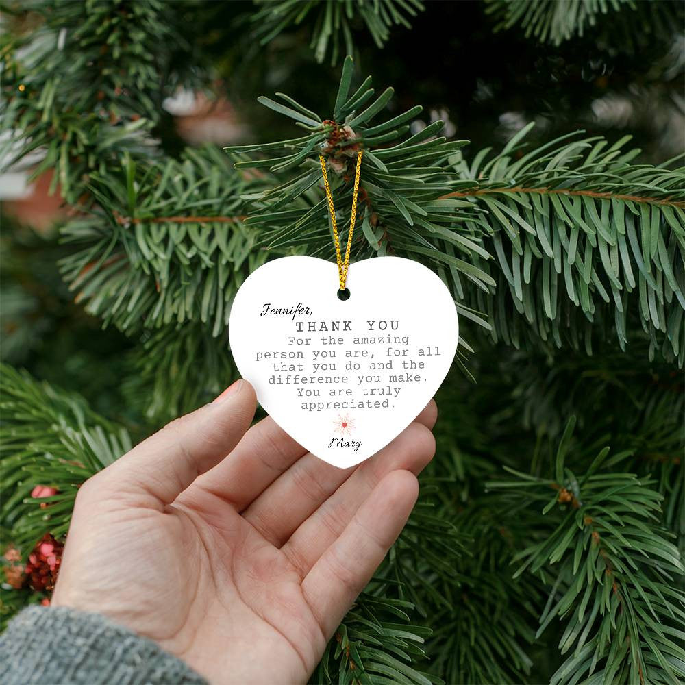 Thank You Heart Christmas Ornament