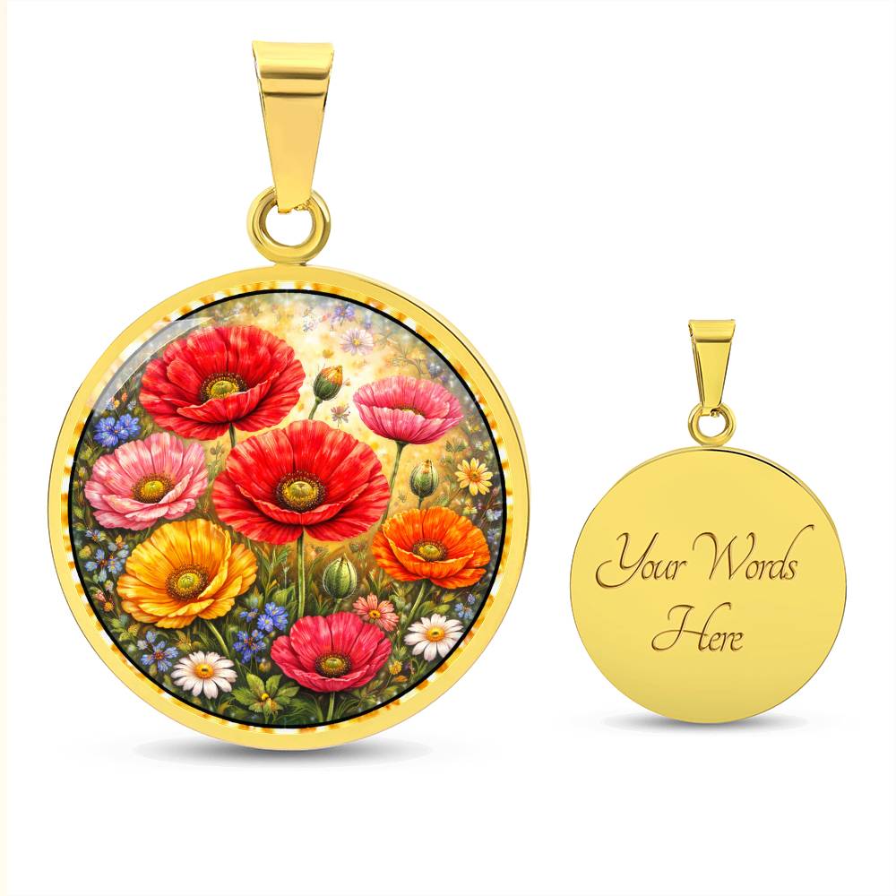 Personalized Peony Flowers Engraved Necklace Bracelet or Keychain