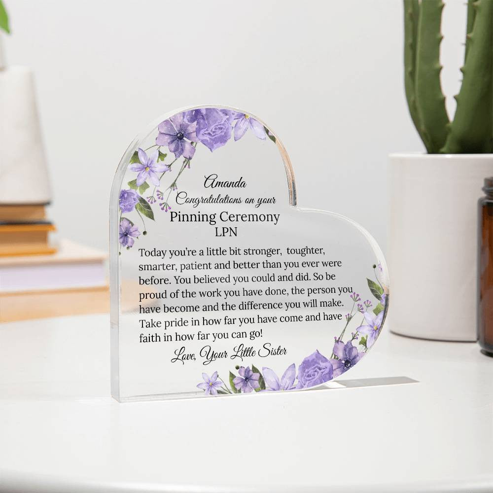 Nursing Graduation Pinning Ceremony Acrylic Heart Gift