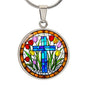Cross and Tulip Floral Necklace with Engraving-[Heartfelt Family Gift]