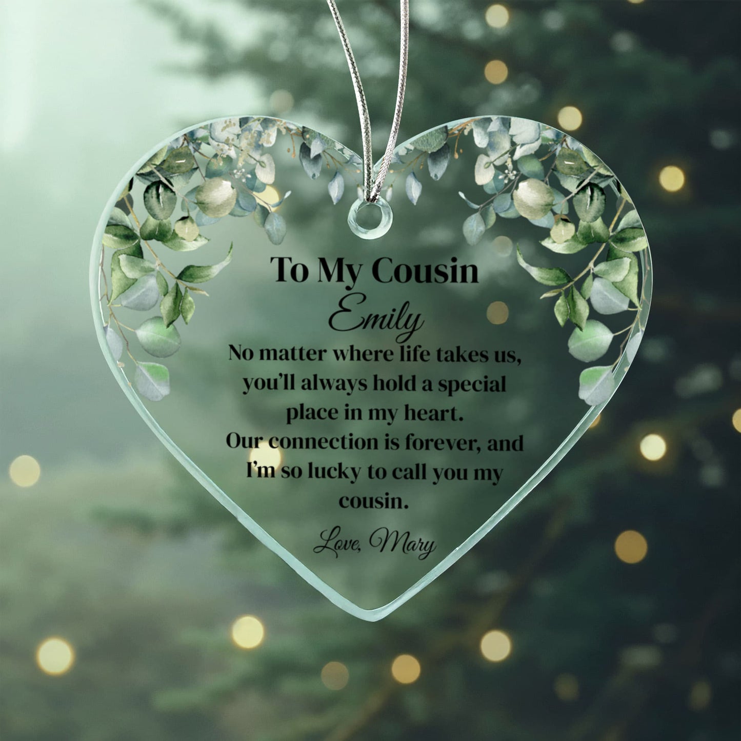 Cousin Acrylic Heart Ornament