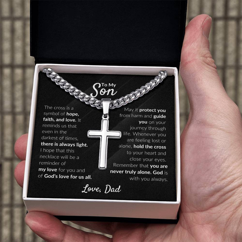 Son Engraved Cross Necklace Gift-[Heartfelt Family Gift]