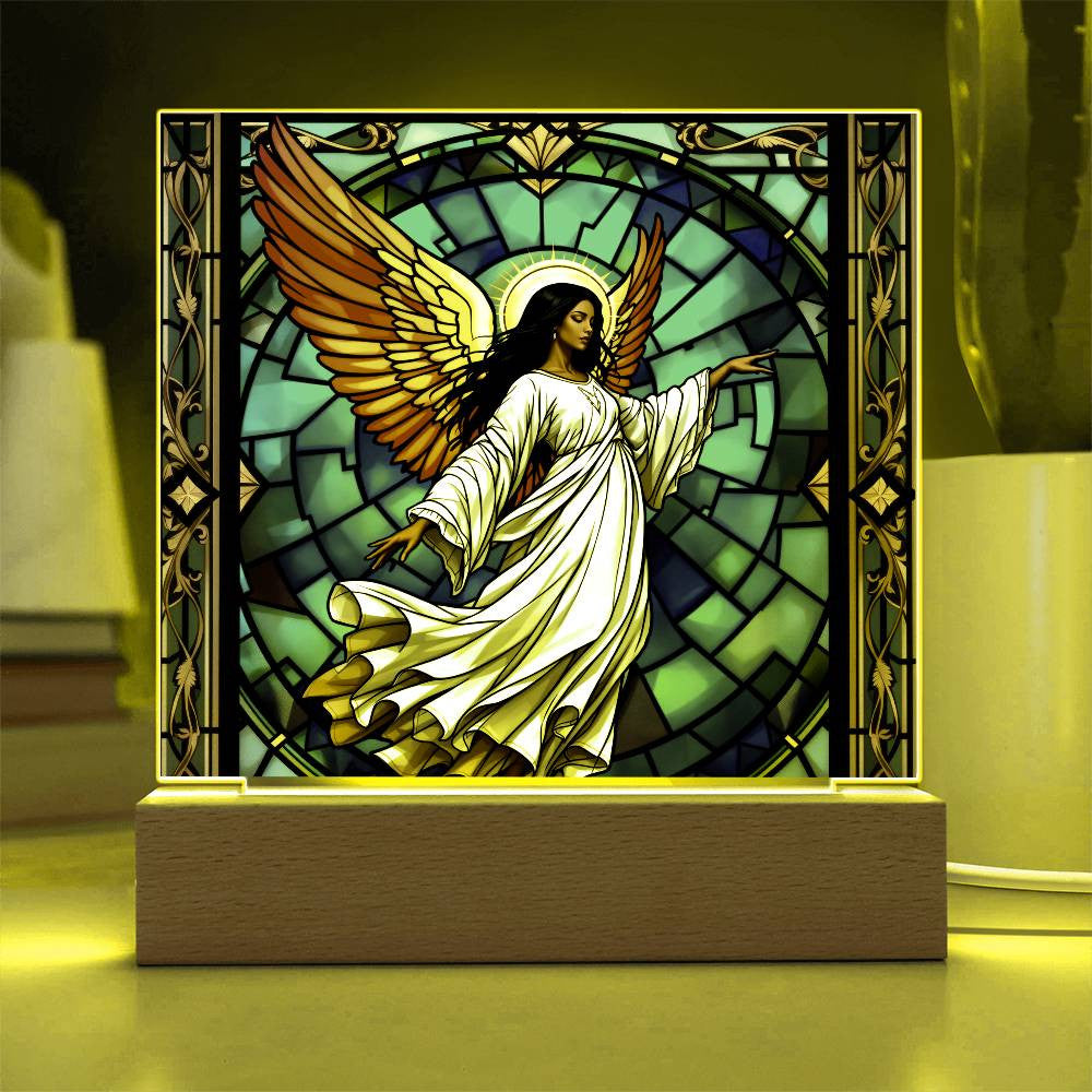 Guardian Angel African American LED Plaque Decor-[Heartfelt Family Gift]