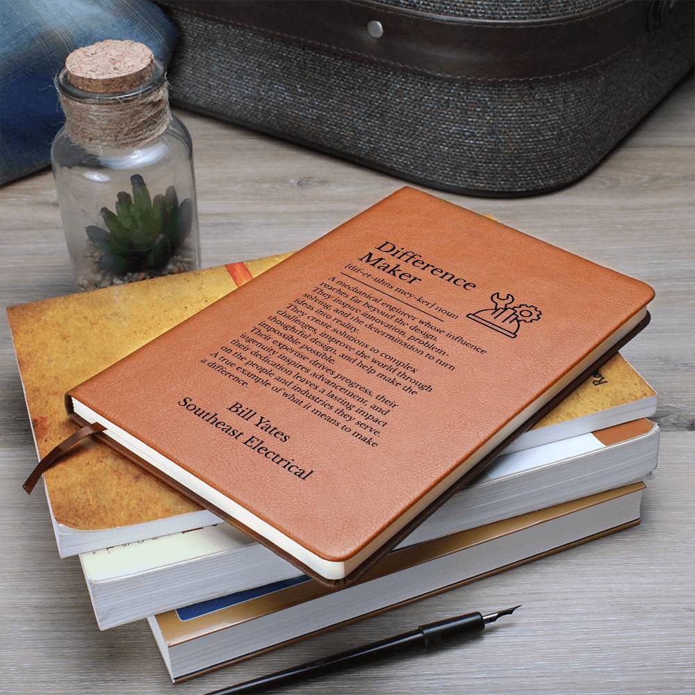Mechanical Engineer Gift, Vegan Leather Journal, Inspirational Engineer Notebook