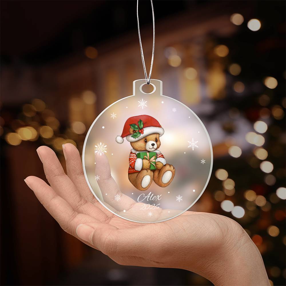 Teddy Bear Snowflake Christmas Ornament