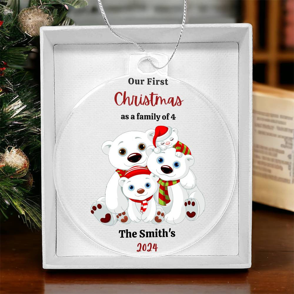 1st Christmas as a family of 4 Polar Bear Ornament-[Heartfelt Family Gift]