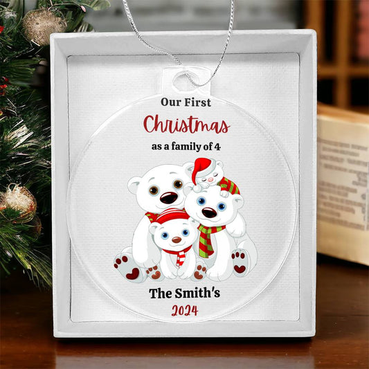 1st Christmas as a family of 4 Polar Bear Ornament-[Heartfelt Family Gift]