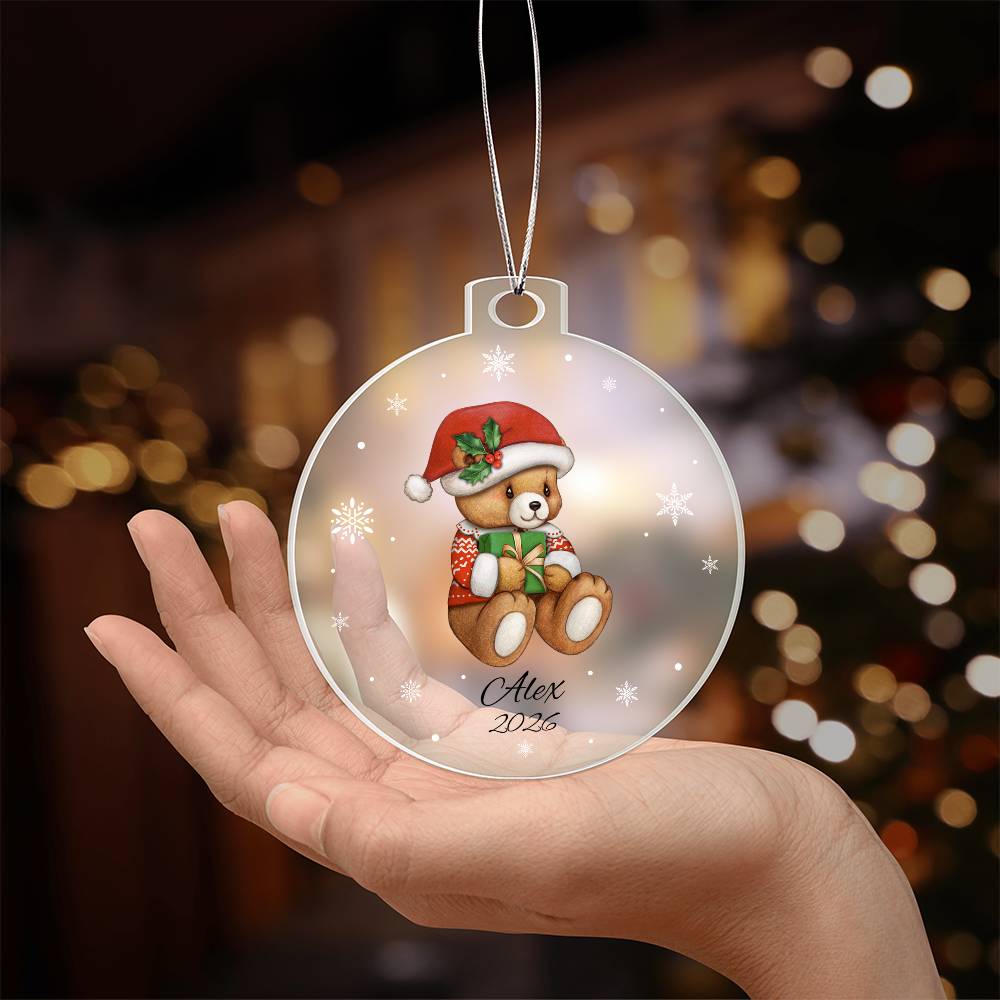 Teddy Bear Snowflake Christmas Ornament