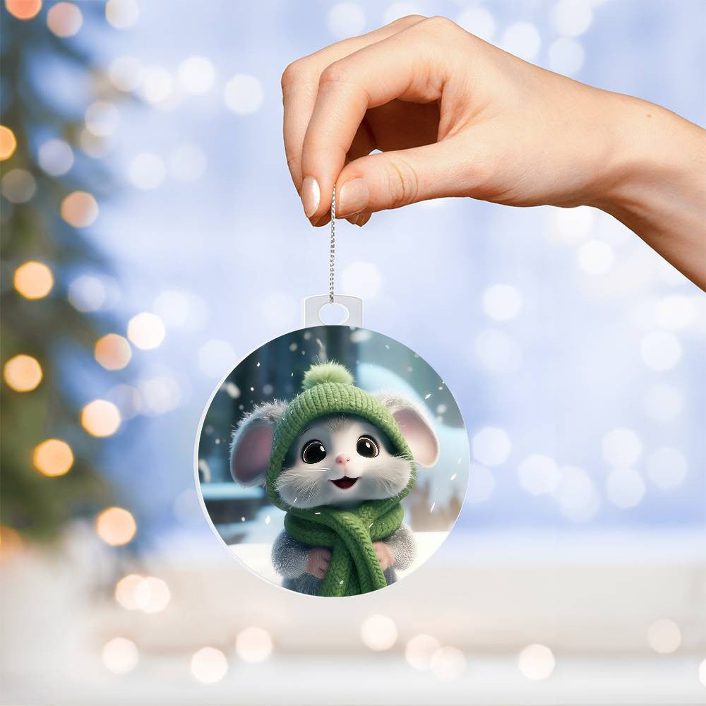 Mouse Acrylic Christmas Ornament-[Heartfelt Family Gift]