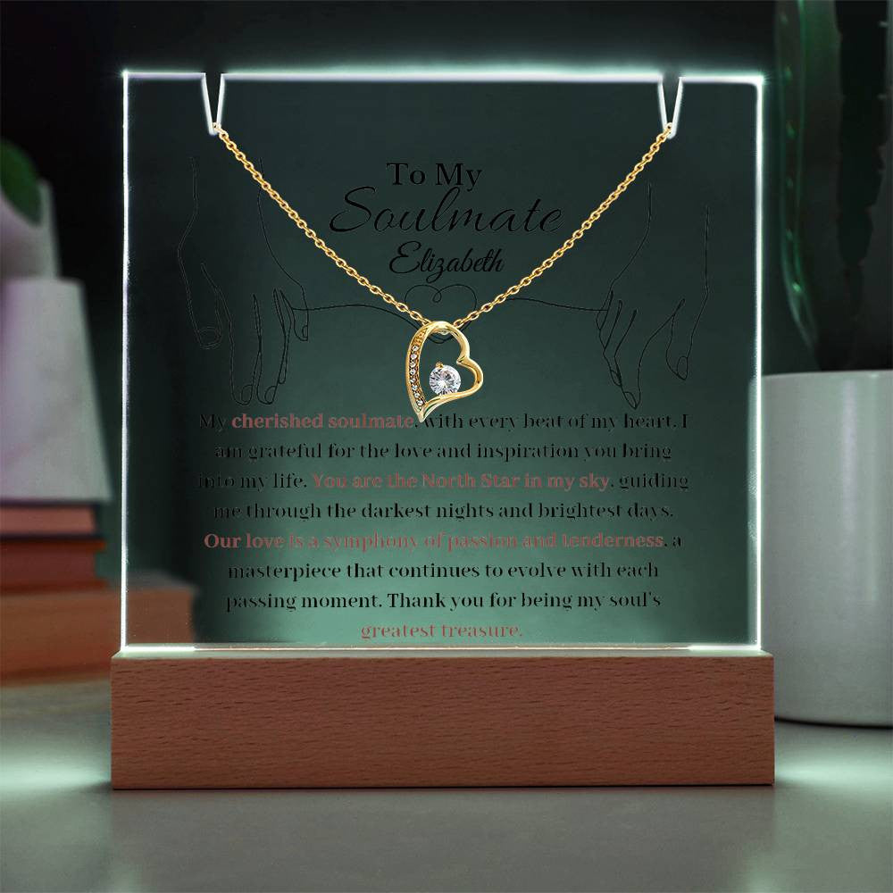 Soulmate  LED Acrylic Heart Necklace & Plaque Gift Set-[Heartfelt Family Gift]
