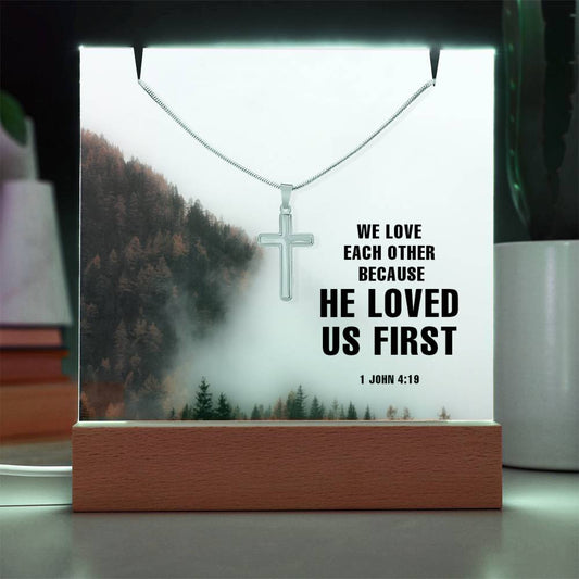 Love One Another Religious Plaque & Cross Gift Set-[Heartfelt Family Gift]