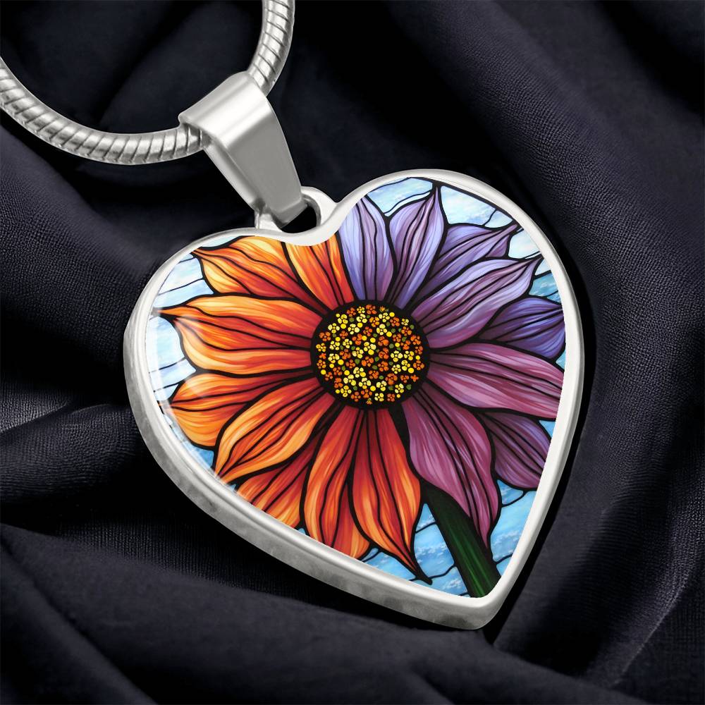 Sunflower Floral Necklace with Engraving